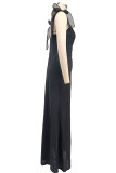Solid Color Tie Up Sling Maxi Dress XHXF-468