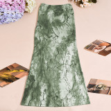 Printed Low-waist Fishtail Skirt GFRT-42053SBG