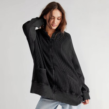 Solid Color Long Sleeve Hooded Coat GSZM-ZTP1387