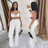 Sexy Solid Color Wrap Chest Pants 2 Piece Set BY-7485