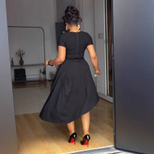Plus Size Fashion Irregular Short Sleeve Midi Dress NY-11127