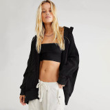 Solid Color Long Sleeve Hooded Coat GSZM-ZTP1387