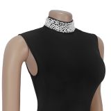 Sleeveless Patchwork Slim Maxi Dress BY-7409