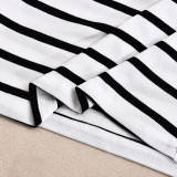 Stripe Backless Tie Up Two Piece Shorts Set GNZD-51814SBD