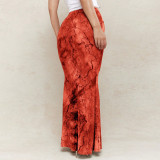 Printed Low-waist Fishtail Skirt GFRT-42053SBG
