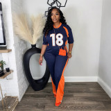 Color Block Print Loose Two Piece Pants Set CYA-901946