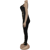 Shoulder Strap Slim Solid Color Jumpsuit  BY-7490
