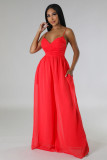 Solid Color Backless Sling Jumpsuit XHXF-8726
