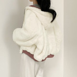 Solid Color Hooded Zipper Plush Jacket GSZM-ZTP1449