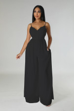 Solid Color Backless Sling Jumpsuit XHXF-8726