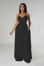 Solid Color Backless Sling Jumpsuit XHXF-8726