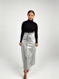 Split Half PU Leather Skirt(With Belt) QODY-6005