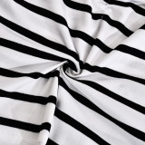 Stripe Backless Tie Up Two Piece Shorts Set GNZD-51814SBD