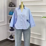 Stripe Lapel Loose Shirt GCNE-72888