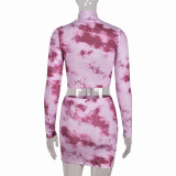Hollow Out Print Drawstring Two Piece Skits Set GNZD-8633SD