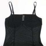 Mesh Patchwork Sling Mini Dress CYA-901963