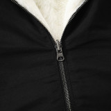 Solid Color Hooded Zipper Plush Jacket GSZM-ZTP1449