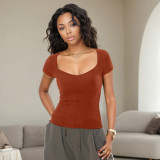 Short Sleeve U Neck Tops GSZM-ZTP1389