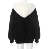 Solid Color Hooded Zipper Plush Jacket GSZM-ZTP1449
