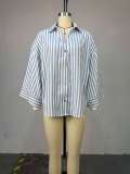 Stripe Lapel Loose Shirt GCNE-72888