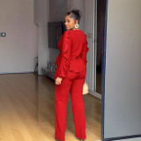 Plus Size Lace drawstring Long Sleeve Two-Piece Set NY-3673