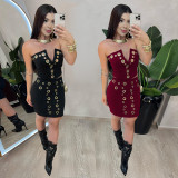 Sexy Tube Top And Mini Skirt 2 Piece Set BY-7477