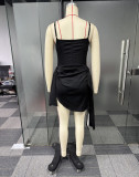 Hot Drill V Neck Sling Mini Dress NY-3655
