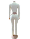 Long Sleeve Zipper Tops Two Piece Pants Set GFCF-1385