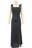 Solid Color Tie Up Sling Maxi Dress XHXF-468
