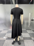 Plus Size Fashion Irregular Short Sleeve Midi Dress NY-11127