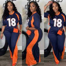 Color Block Print Loose Two Piece Pants Set CYA-901946