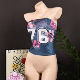 Print Backless Wrap Chest Tops GFRT-32555TBY