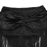 Sexy Sleeveless Wrap Chest Tassel Long Skirts Suit BY-7438