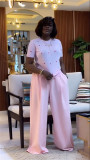 Love Print Short Sleeve Tops Wide Leg Pants Suit GCNE-72738