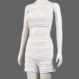 Solid Color Wrap Chest Tops Shorts 2 Piece Set GFRT-42023SBG