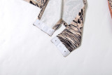Snake Print Skinny Bodysuit Pants Suit DLSF-K25S77067