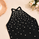 Backless Halterneck Hot Drill Mini Dress GFRT-42138DBG