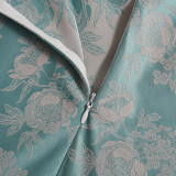 Ice Silk Satin Floral Print Sling Mini Dress GNZD-32468DBY