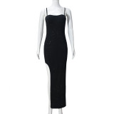 Sexy Backless Sling High Split Maxi Dress GNZD-51522DBD