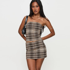 Plaid Print Tube Top Mini Dress GNZD-51586SBD