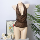 Deep V Neck Solid Color Backless Tops GNZD-51646TBD