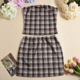 Plaid Print Tube Top Mini Dress GNZD-51586SBD