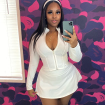 Long Sleeve Zipper Two Piece Skirts Set MXBF-D25ST234