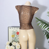 Leopard Print V Neck Tops GNZD-51677TBD