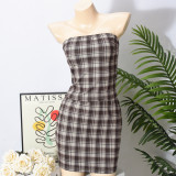 Plaid Print Tube Top Mini Dress GNZD-51586SBD
