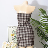 Plaid Print Tube Top Mini Dress GNZD-51586SBD