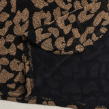 Leopard Print Drawstring Tie Up Split Skirt GNZD-51556DBD