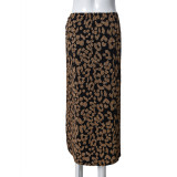 Leopard Print Drawstring Tie Up Split Skirt GNZD-51556DBD