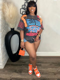 Loose Letter Print Short Sleeve T Shirt SFY-462