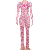 Camouflage Print Zipper Hooded Sport Pants Suit GSLF-K25S77542